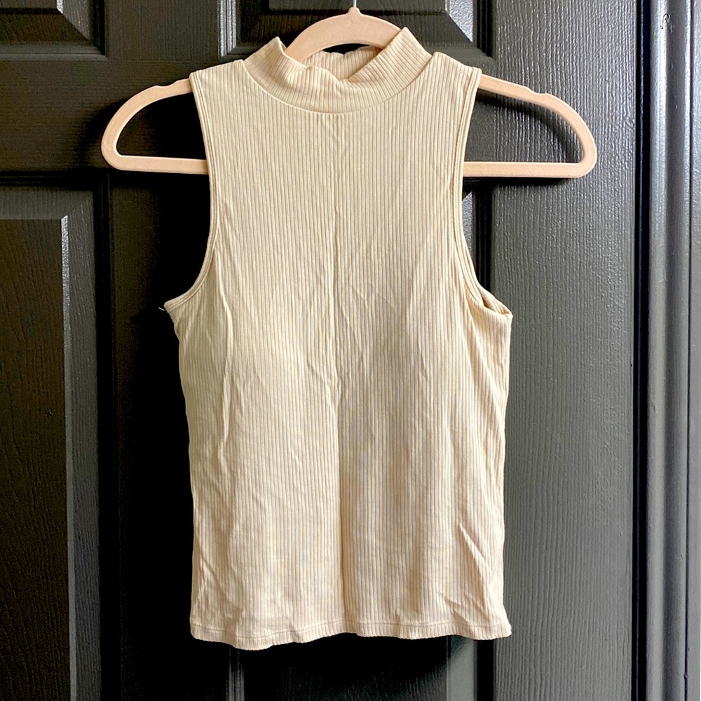 Beige mock neck built in bra